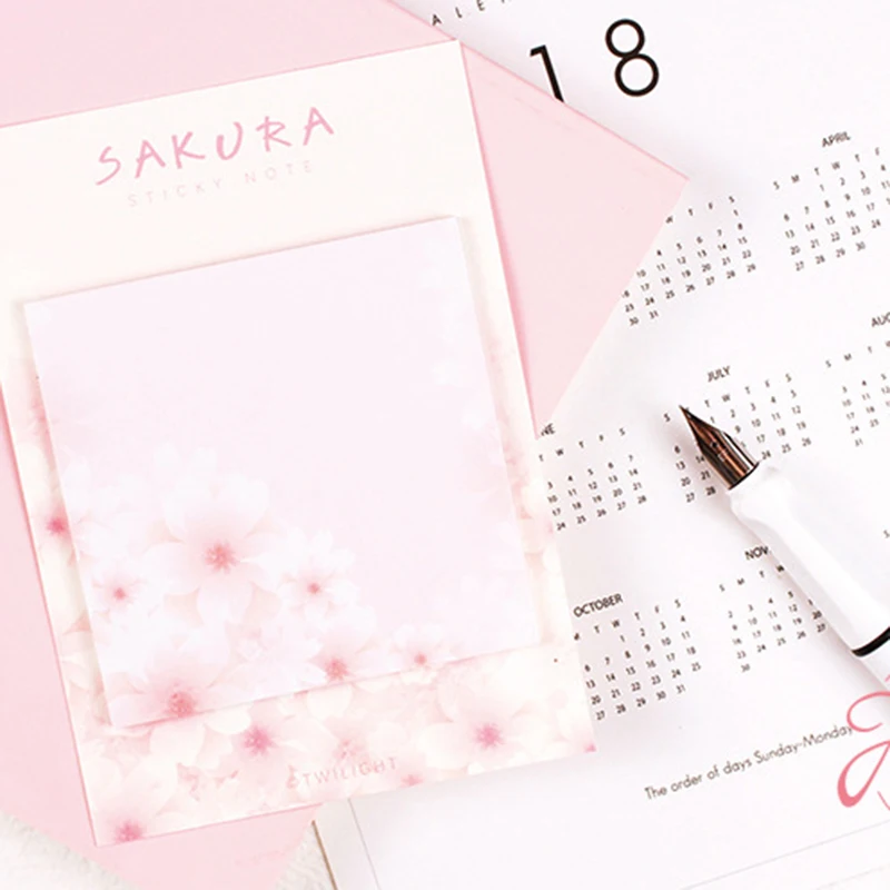 Sakura Sticky Notes розовый Kawaii memo pad круглые цветы офисные украшения Post It наклейки планировщик офиса и школьные принадлежности