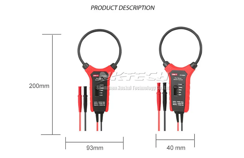 UNI-T UT-CS09C UT-CS09A Flex Clamp Сенсор метр Цифровой мультиметр 1.5A~ 3000A высокая гибкая переменного тока Амперметр щупы осциллографа Тесты