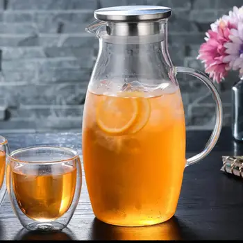 

1.8L Explosion-Proof Heat-Resistant Glass Water Jug Hotel Restaurant Breakfast Juice Glass Bottle Teaware