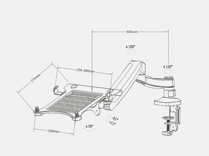 Loctek D5F Настольный полный движения газовая пружина двойного назначения 10-15,6 дюймов ноутбук держатель+ 10-27 дюймов монитор держатель кронштейн