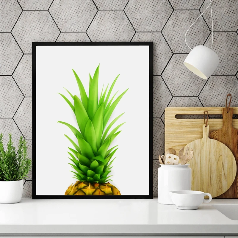 

Succulent Fruit Decor Watercolor Pineapple Top Canvas Art Painting Poster Home Kitchen Wall Art Canvas Painting