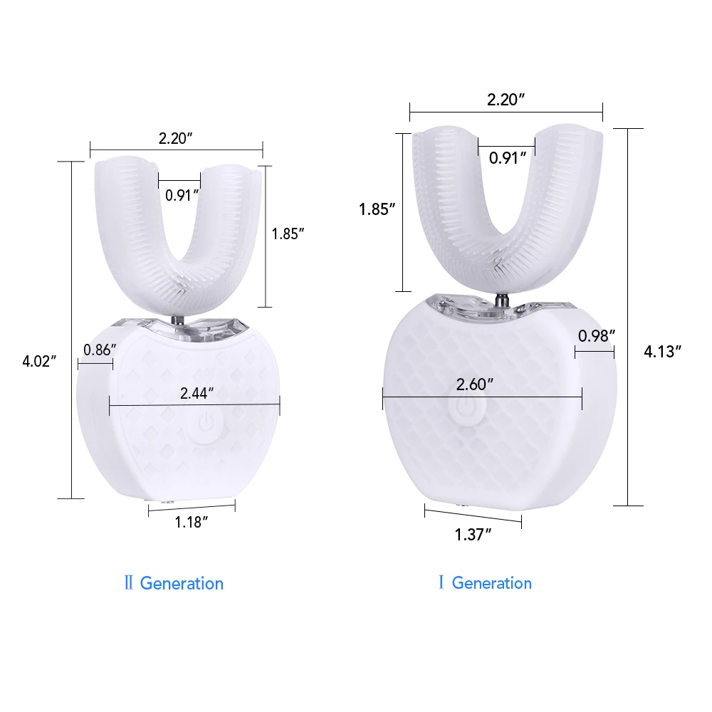 Интеллектуальная автоматическая звуковая электрическая зубная щетка 360 градусов, силиконовая u-образная головка, зарядка через USB, для взрослых, 4 режима, таймер, синий светильник