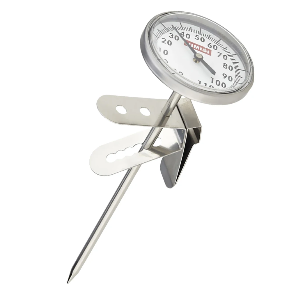 Instant Read Coffee Steamed Milk Frothing Thermometer Timer Stainless Steel Coffee Thermometer for milk pitcher or coffee pot