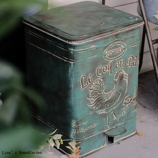 foot pedal metal zinc handcrafted vintage dustbin box (2)