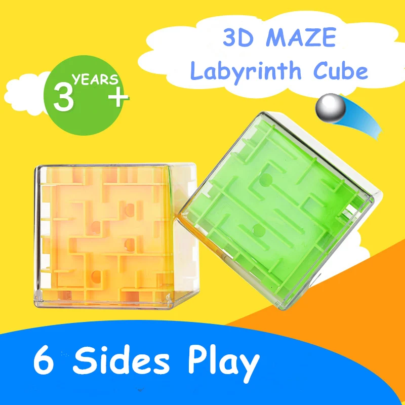 3D Labyrinth Puzzle Cube Maze Ball Intellectual Toys Kids Puzzle Game Balance Logic Ability Adult Anti Stress Antistress Toy 8cm