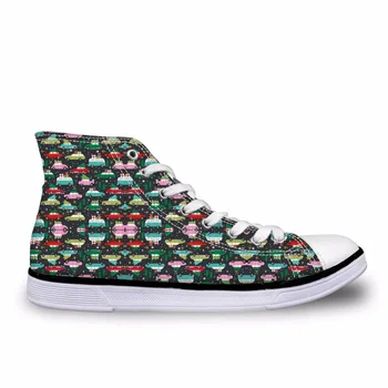 

berries Women Autumn Canvas Shoes Cute 3D Christmas Tree Navy Blue Printed Women's High Top Casual Vulcanize Shoes Flats Female