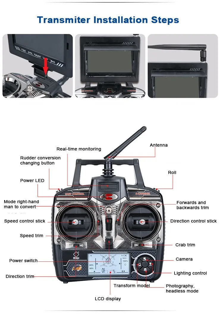 WLtoys V666N 5,8G FPV 6-осевой гироскоп НЛО барометр высокого Квадрокоптер с дистанционным управлением с 2MP Камера монитор RTF