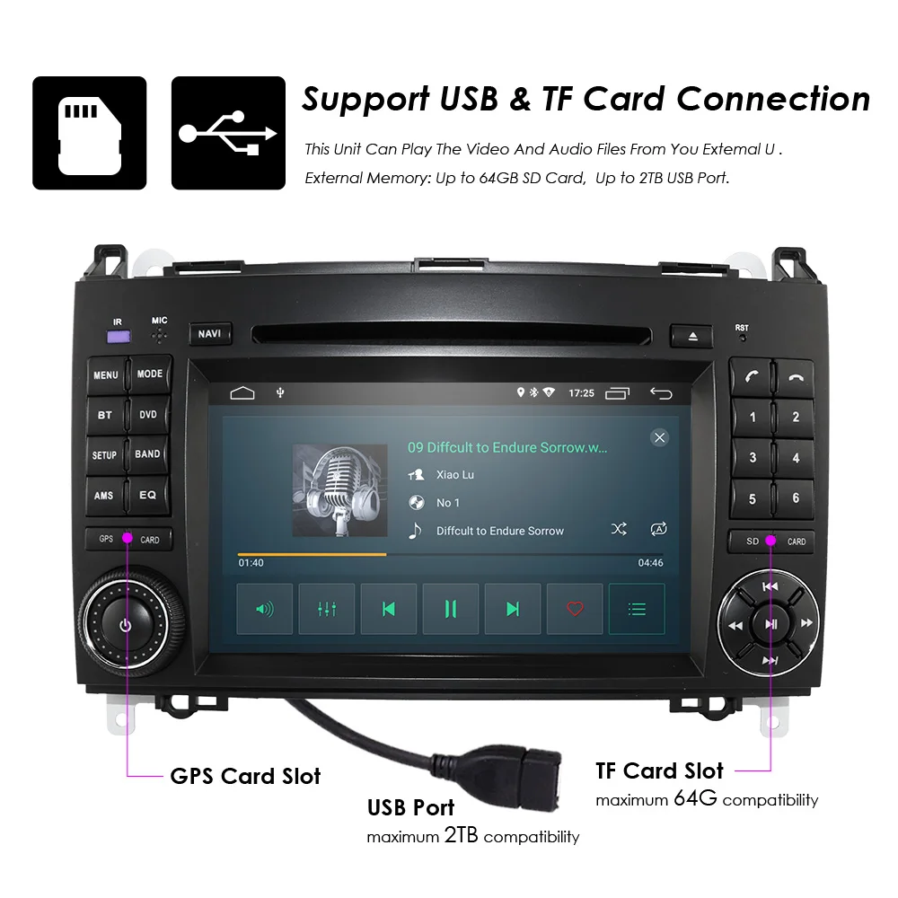 Top Wholesales! Android 9.0 7Inch Car DVD Player For Mercedes/Benz/Sprinter/B200/B-class/W245/B170/W209/W169 4GWifi GPS Radio 2GRAM 23