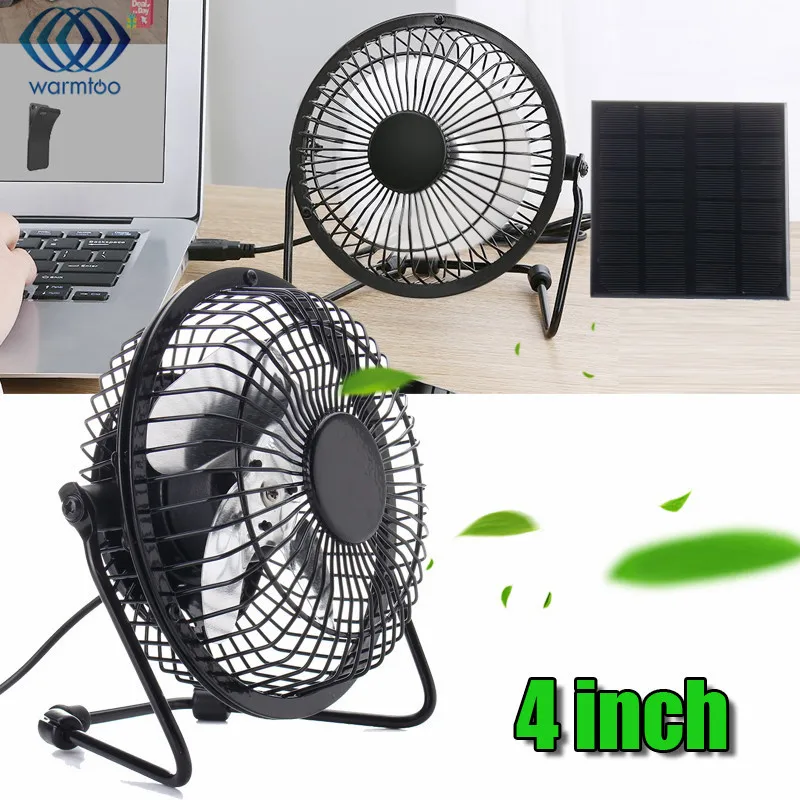 

4 Inch Cooling Ventilation Fan USB Solar Powered Panel Iron Fan For Home Office Outdoor Traveling Fishing High Quality