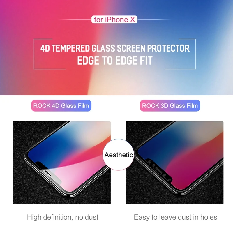 2.5D высокопрозрачная пленка из закаленного стекла для iPhone X, рок прозрачная стеклянная пленка с полным покрытием экрана протектор экрана для iPhone X стекло