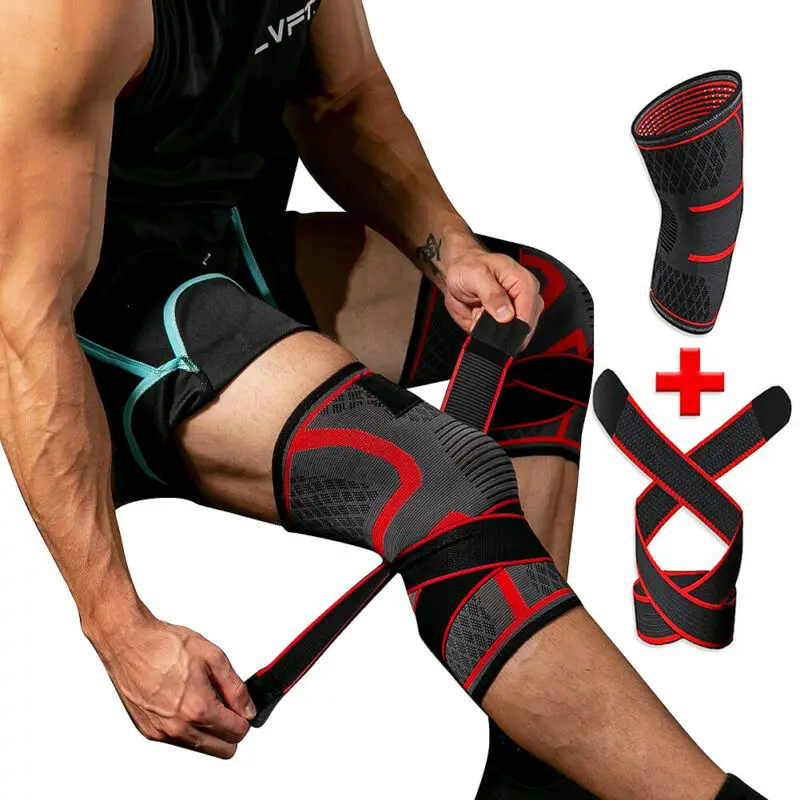 

1Pc Breathable Bandage Weaving Knee Brace Pad Protector Compression Running Cycling Knee Support Professional Sports Knee Pads