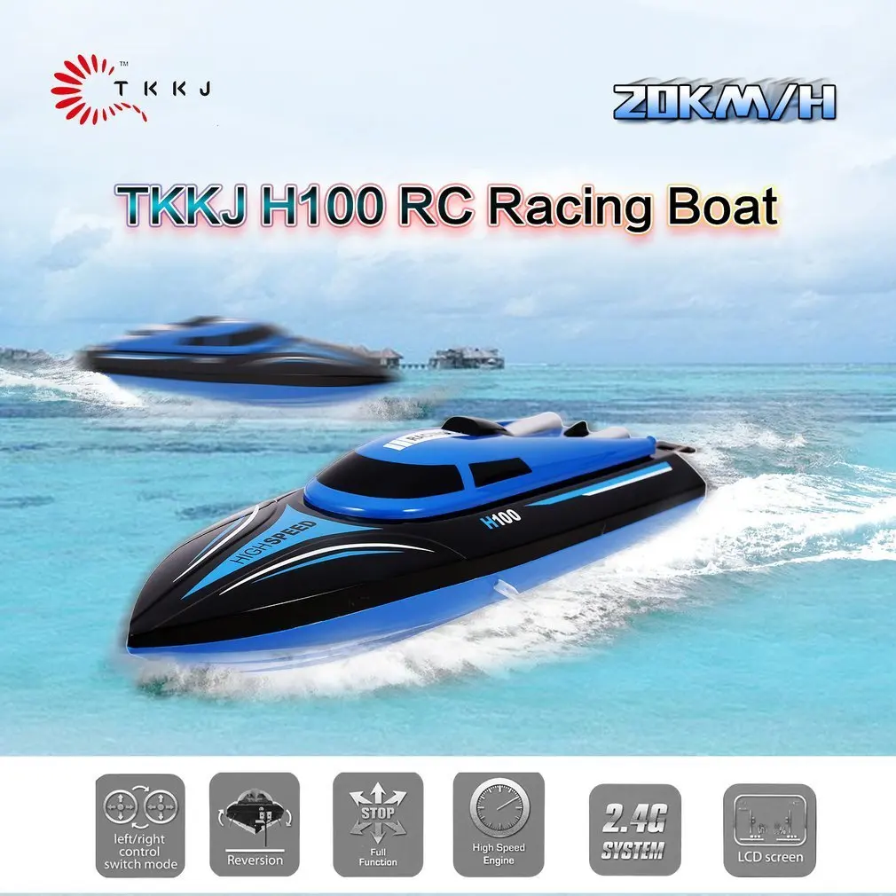 

TKKJ H100 2.4G RC Racing Boat 180 Degree Flip High Speed Electric for Pools, Lakes and Outdoor Adventure Kids Children Boys Toy