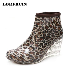 Women Rain Boots Wedge High Heel Rainboots Ankle Botines Mujer Waterproof Rubber Boots Wellies Femininas Botas