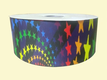 

3" inch 75 mm 7.5cm star pattern free shipping printed grosgrain ribbons for gift decoration
