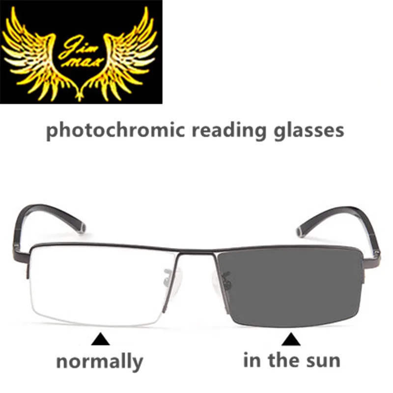 

2017 Fashion Men Style Photochromic Titanium Alloy Reading Glasses New Design Half Rim Quality Presbyopia Eyeglasses for Men