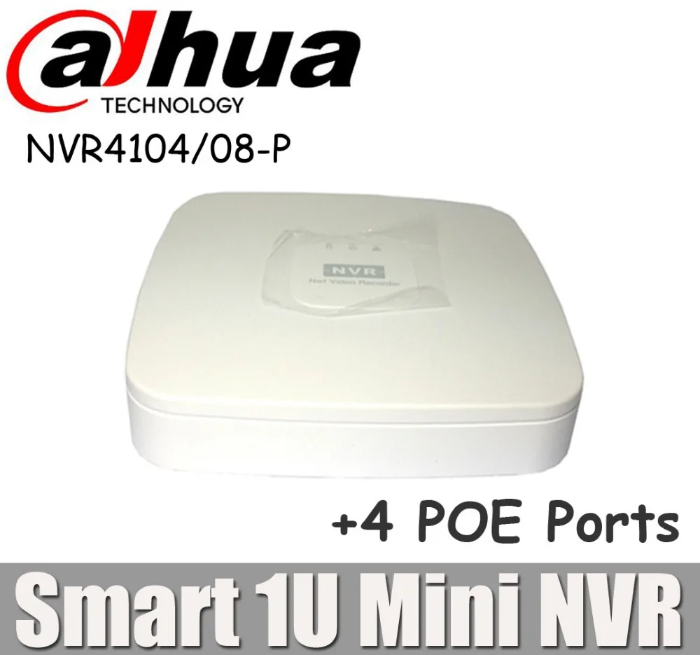  DAHUA POE NVR4104-P NVR4108-P Smart 1U Mini NVR 1080P Network NVR 4ch/8ch with 4 POE Ports network video recorder Free Shipping 