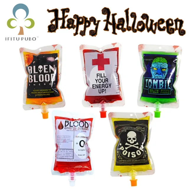

20pcs/lot 250ml Transparent Clear Medical PVC Material Reusable Blood Energy Drink Bag Halloween Vampire Pouch Props GYH