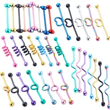 Промышленные серьги-штанги из нержавеющей стали 14 Калибр серьги, Надеваемые На Ушной Хрящ Пирсинг тела 1 1/2 дюйма(38 мм)-Прямая катушка волна твист