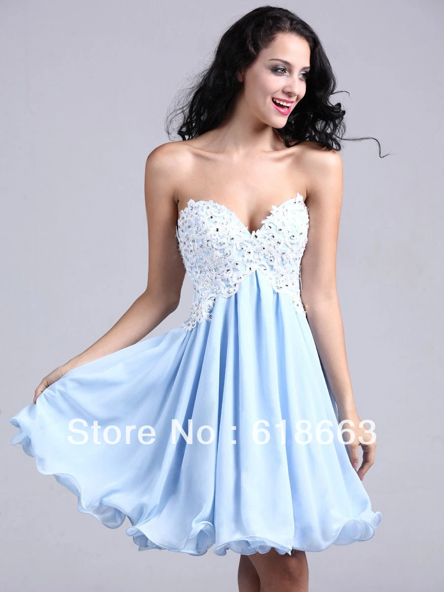 light blue short semi formal dress