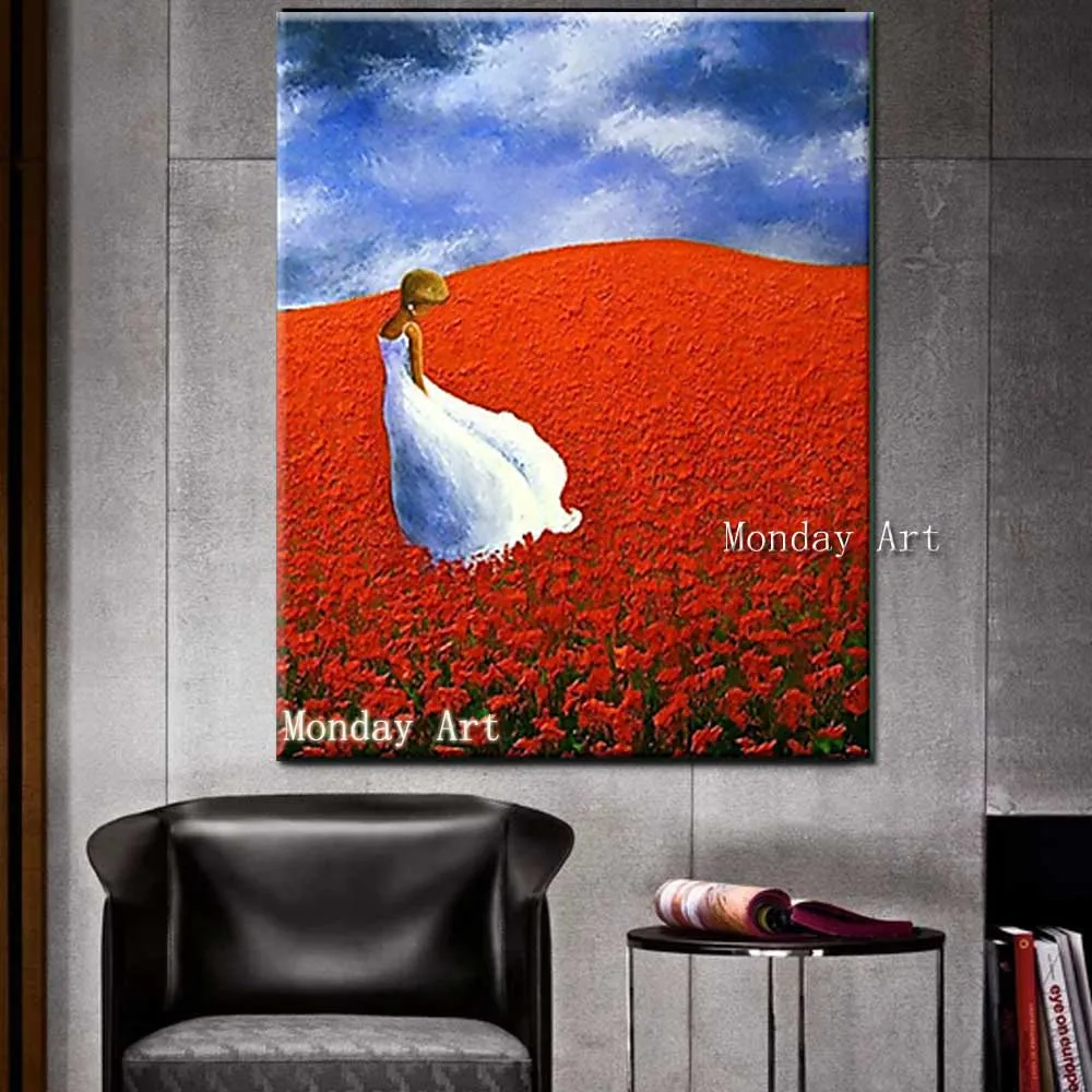 Hand-Painted-Thick-Oil-Flower-Girl-Landscape-Canvas-Oil-Painting-Abstrac-Wall-Art-Picture-Living-Room (1)