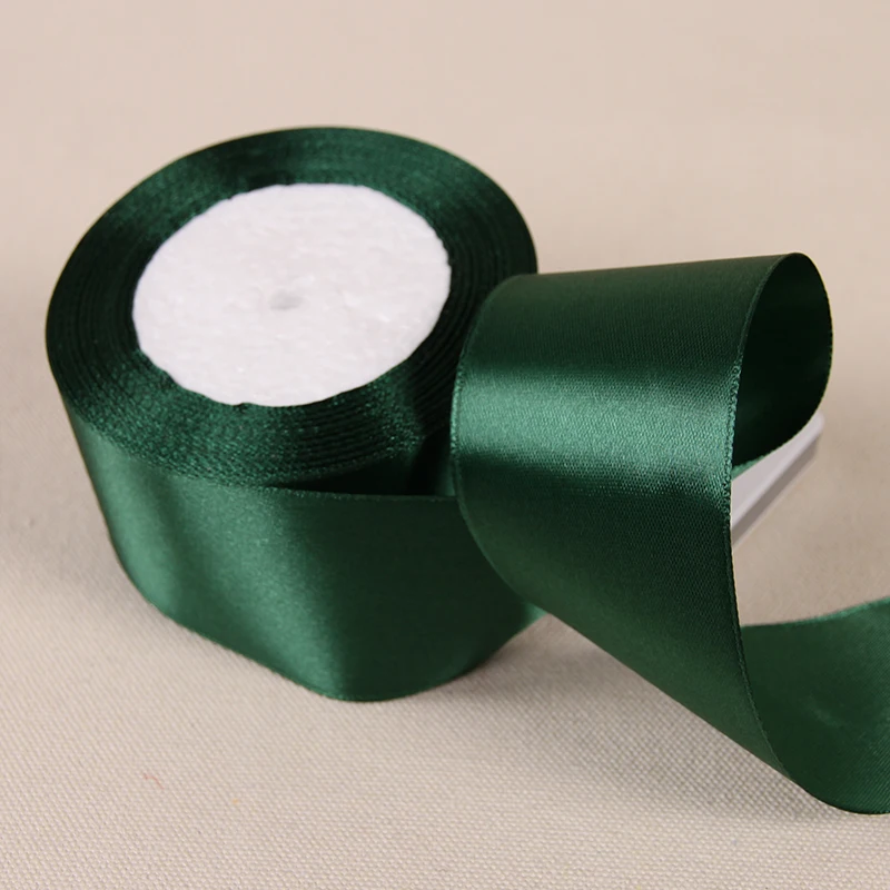 Dark Green Silk Satin Ribbon - 25 Yards for Wedding & Home Decor, Gift Wrapping, Sewing & DIY Accessories