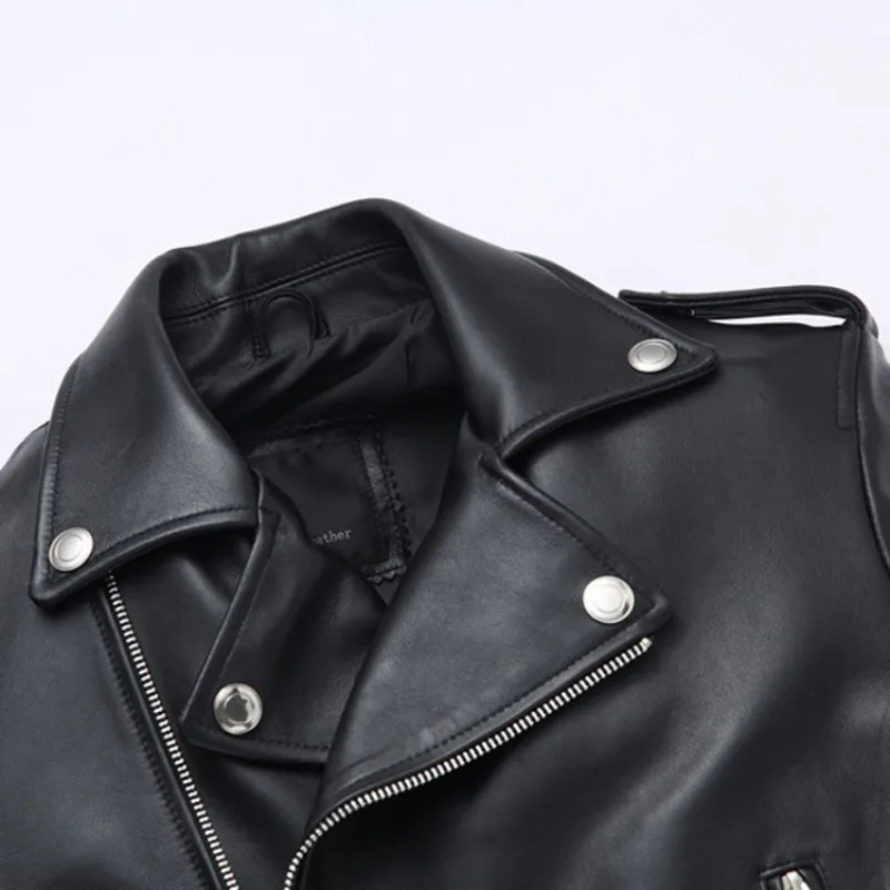 2018 Sheepskin Motorcycle Genuine Leather Jacket Mens Plus Size S-4XL Lapel Moto Biker Jacket Zipper Black Short Leather Coats 2018 Sheepskin Motorcycle Genuine Leather Jacket Mens Plus Size S-4XL Lapel Moto Biker Jacket Zipper Black Short Leather Coats