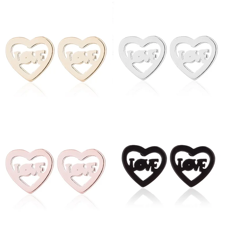 Yiustar New Arrival Romantic Earings for Girls Kids 304 Stainless Steel Stud Earrings Cute Tiny Love Earrings Jewelry Kids Gifts - Окраска металла: Love Earrings