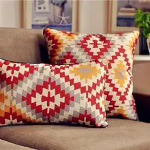 Винтажная красная Геометрическая Подушка богемная Подушка на стул для офиса домашний Декор автомобиля диванные подушки 2 шт./партия