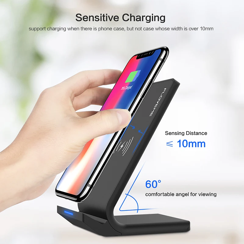 Беспроводное зарядное устройство FLOVEME Qi для iPhone X XS XR 8 10 Вт быстрое USB Samsung Galaxy S8 S9