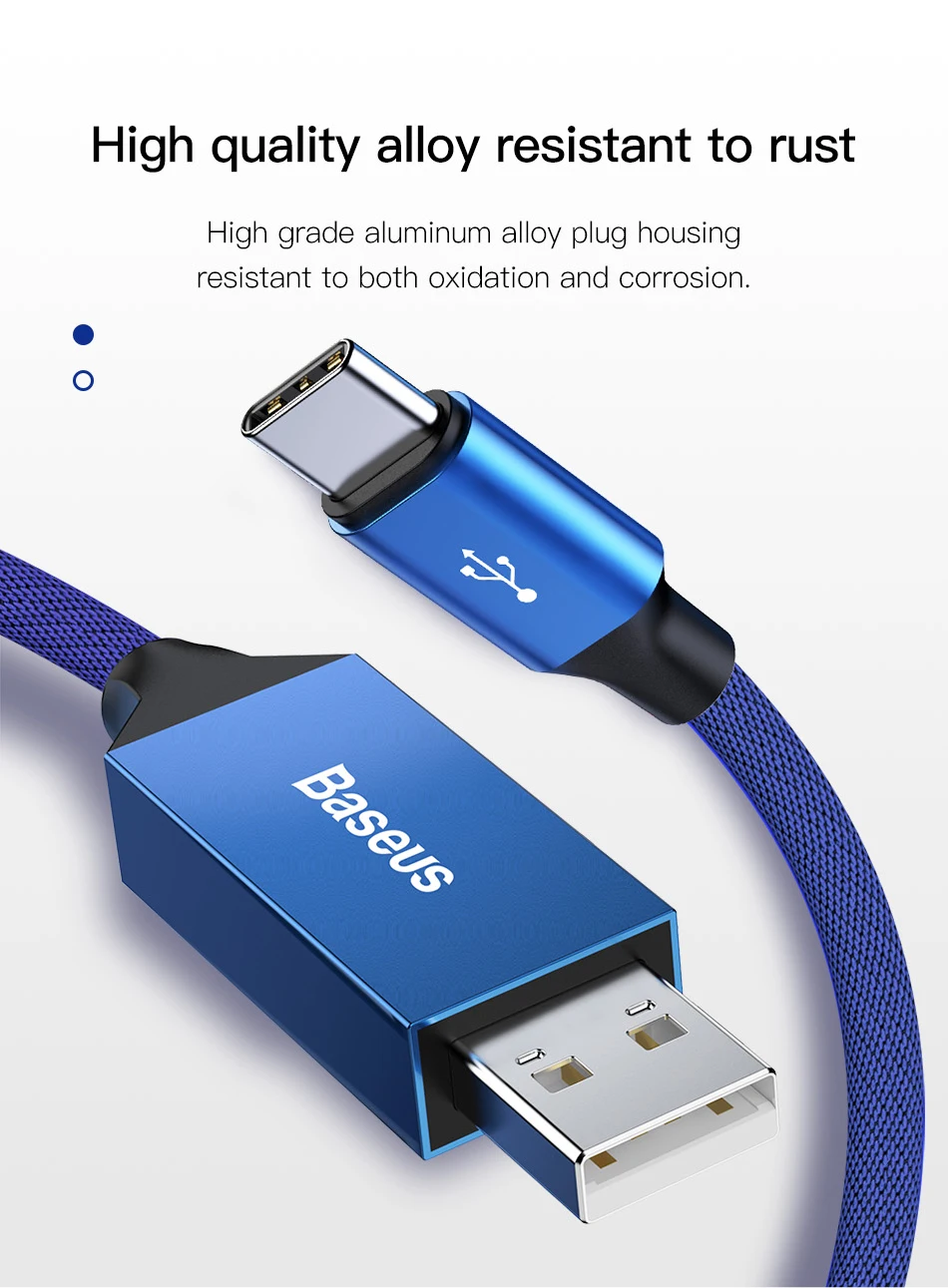 Baseus 5 м USB C кабель 3A Быстрая зарядка зарядное устройство usb type C USB-C кабель для Xiaomi Mi 9 8 samsung S10 S9 Oneplus 6t type-C зарядное устройство