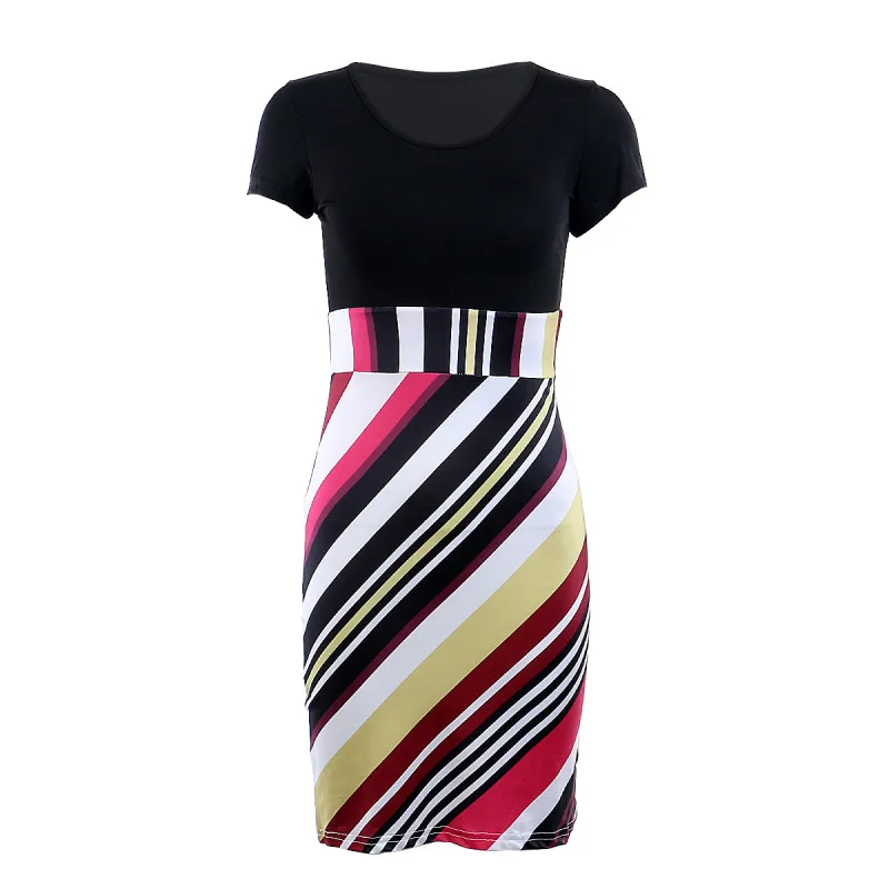 

New Women Floral Polyester Short Mini Dress Split Dress Party Beach Sundress Casual High Waist O Neck Bandage Dress For Lady