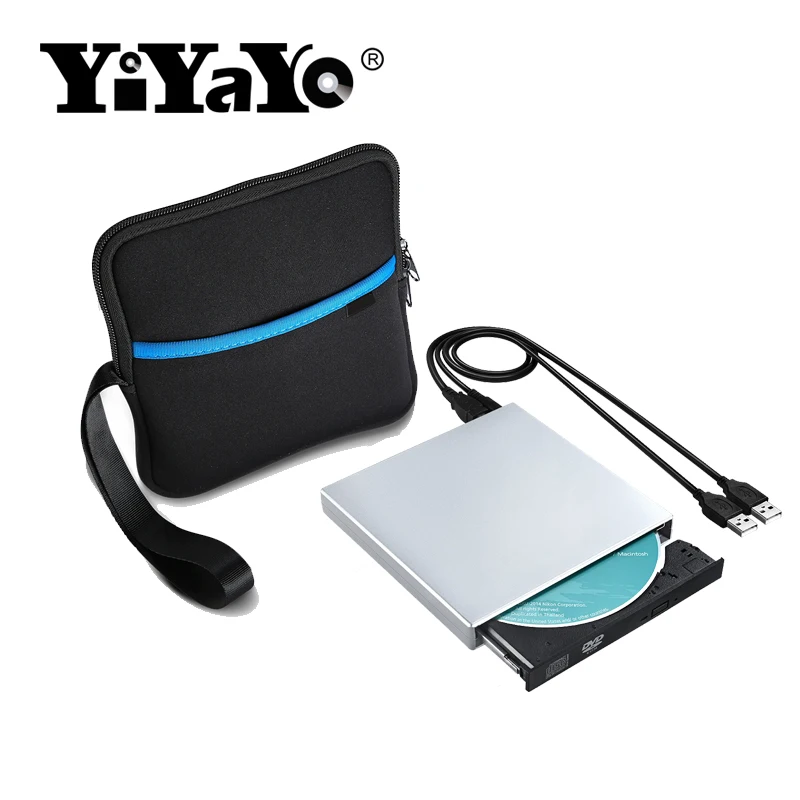 

YiYaYo USB 2.0 External DVD Optical Drive CD/DVD-ROM Player CD RW burner Writer Recorder Portable for Laptop Computer+Drive bag