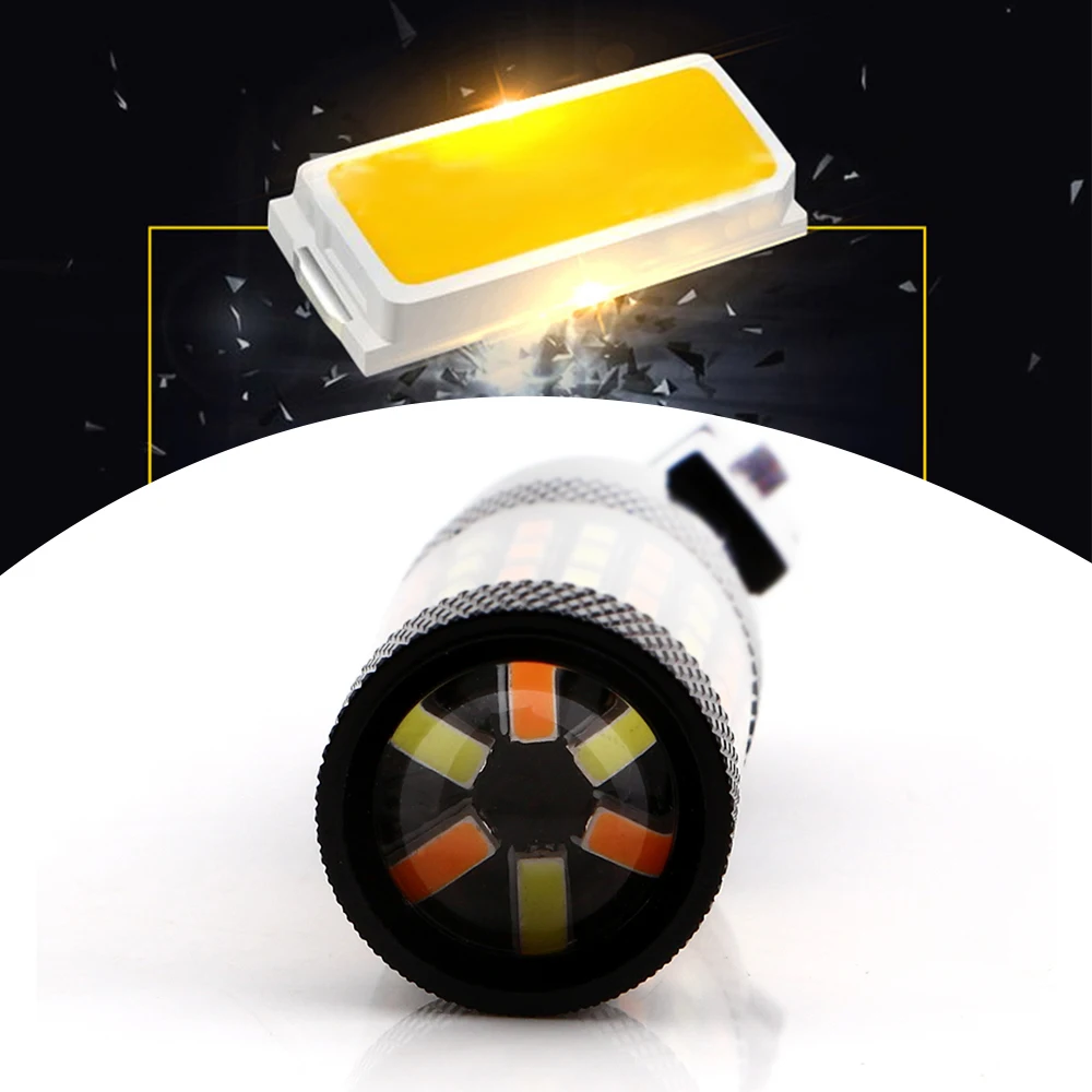 YM E-Bright Led P21/5 W P27/5 W Автомобильный сигнальный светильник 1157 3157 7443 переключение 6500K 4014 12V 600Lm DRL двойной цвет янтарный+ белый 2X