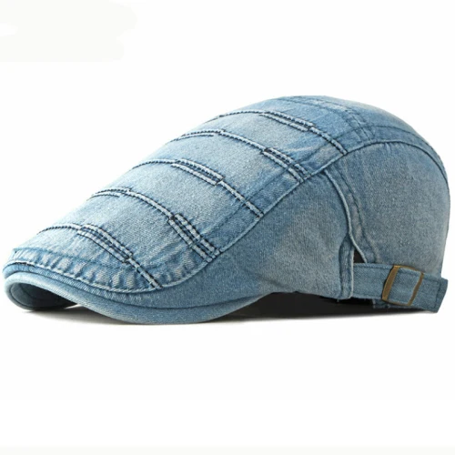 Light Blue HT2341 регулируемый берет промывают хлопковые джинсы деним Newsboy плоский Плющ кепки для мужчин женские береты сезон: весна-лето для мужчин женщи - Цвет: Light Blue
