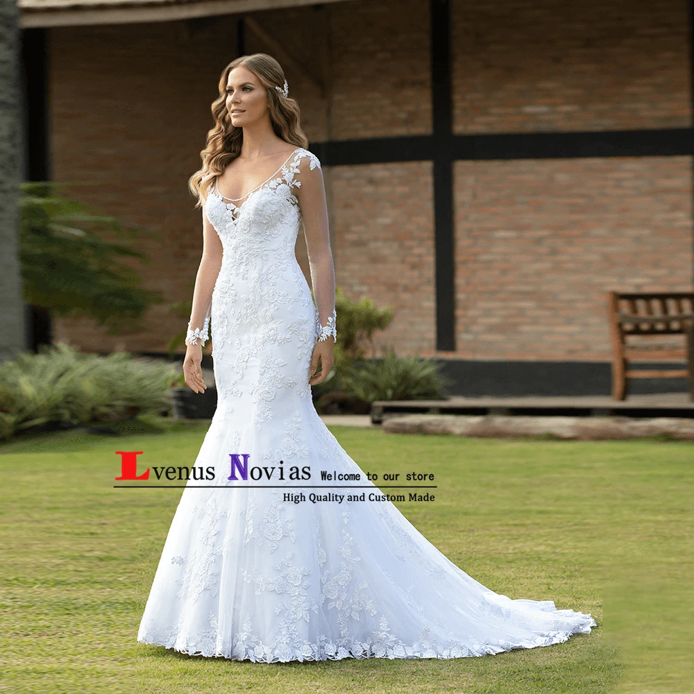 Vestido de noiva abito da sposa сексуальное платье для невесты на спине Бохо с длинными рукавами Свадебные платья Русалка Casamento Hochzeitskleid