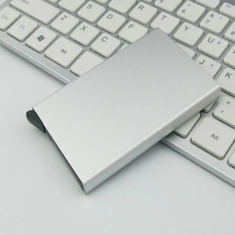 

Automatic Credit ID Card Holder for Man Women Aluminum Pop Up Brocking Card Wallet Travel Case Metal Anti Protection Cardholder