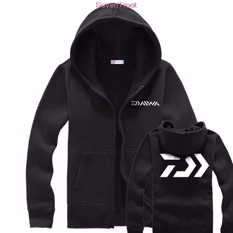 

Autumn Winter Warm Male Black Gray Men Fishing Clothes Zippers Sweater Shirt Jacket Outdoor Sports Fishing Hooded Jacket