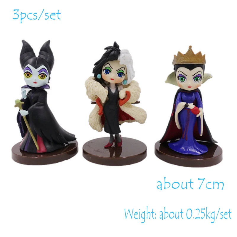 

3 Pcs/set Disney Q Posket Maleficent Princess Doll Maleficent Queen PVC Action Figure Model Gift Toys for Children B22