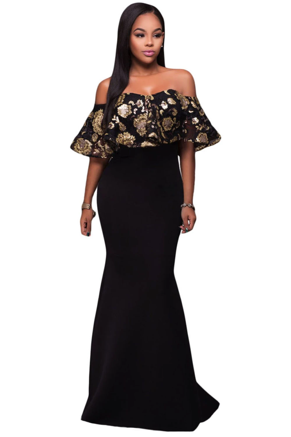 black and gold gowns plus size