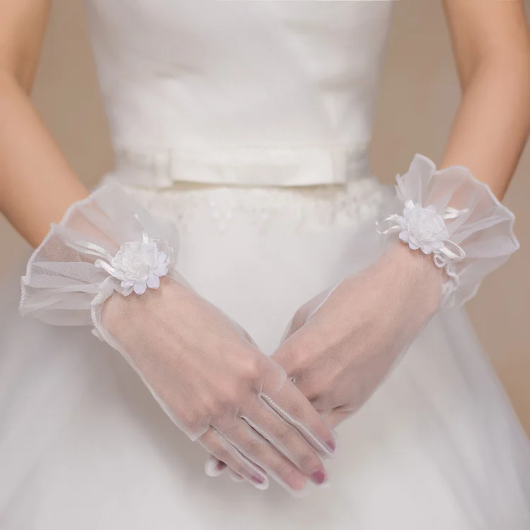 Дешевые Свадебные перчатки короткие свадебные вечерние танцевальные женские перчатки Luvas de Noiva