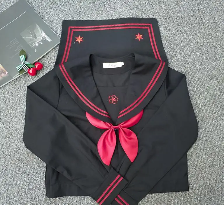 necktie TR японский JK наборы школьной формы для девочек Сакура вышивка старшеклассница для женщин Новинка матросские Костюмы янки девушка Униформа JK001 - Цвет: necktie