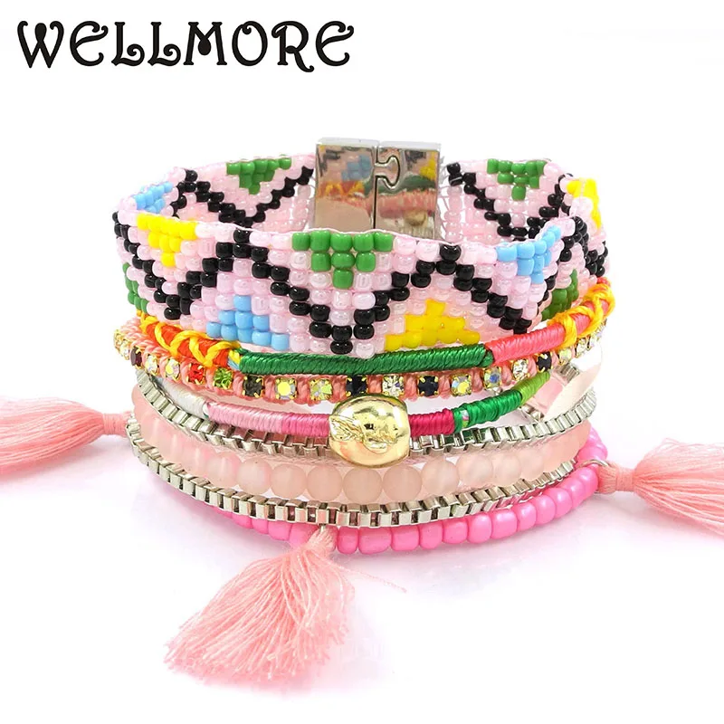 

pink beads bracelet women charm bracelets Magnetic Clasp Bracelet women bracelets & bangles have S/M/L size