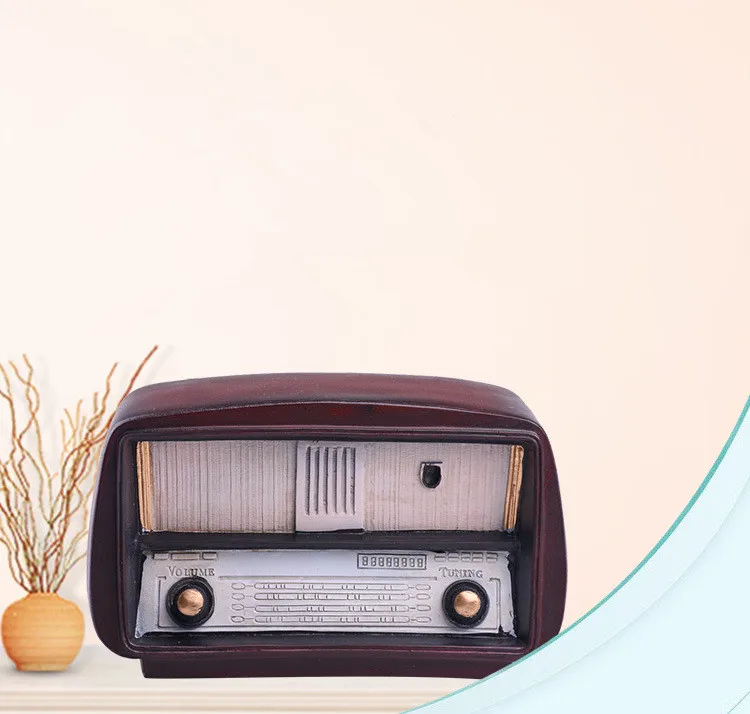 1PC ZAKKA Grocery Home Furnishing Decor Ornaments Retro Old Vintage Radio Resin Crafts Home Decoration ML 009