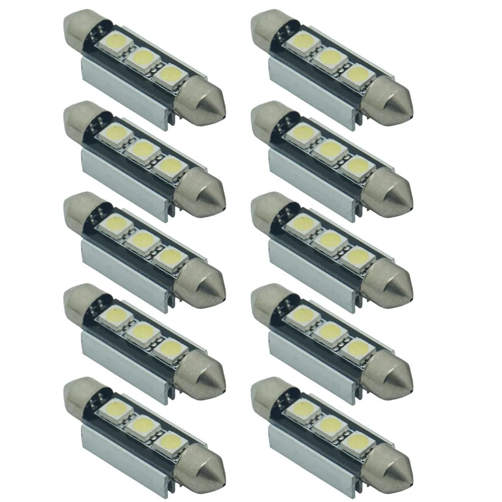 10 шт. 36 мм 39 C5W 3SMD 3 SMD 5050 светодиодный CANBUS без ошибок гирлянда лампа для автомобиля