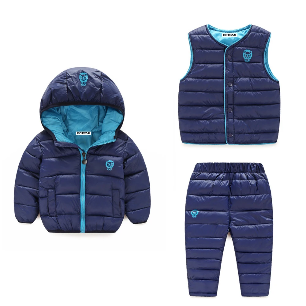 

2017 winter children's clothing suit jacket warm duck down jacket boys and girls clothing sets suit with -3 pieces