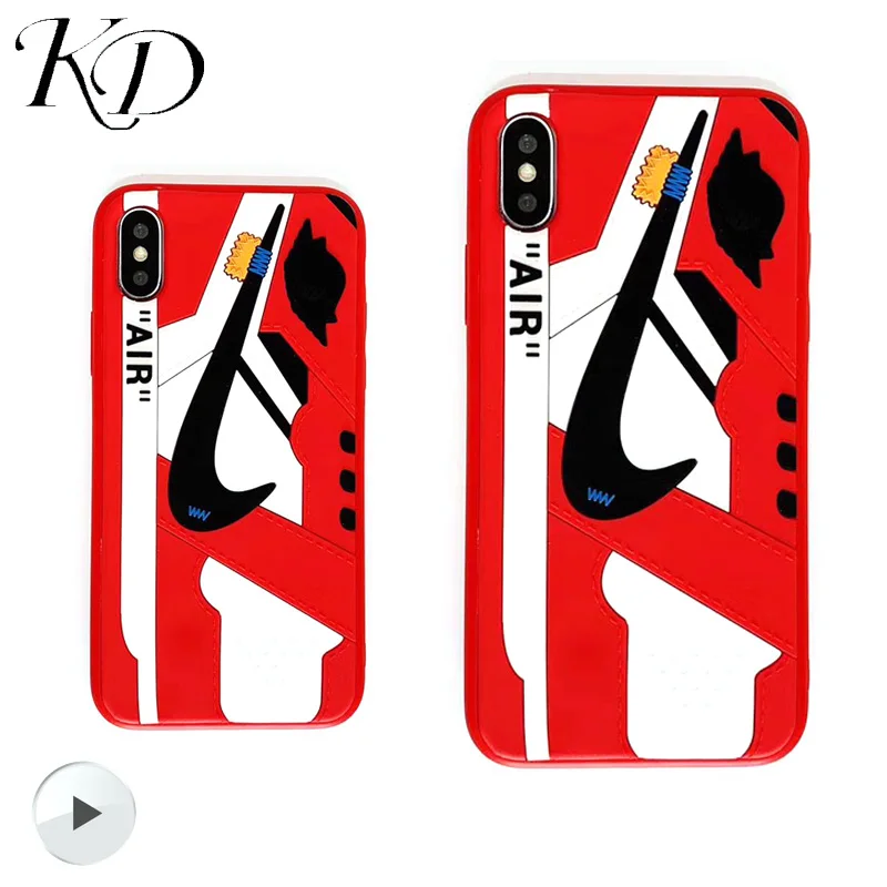 

Hot Trend Street 3D Sport AJ Shoes Protect Phone Cases For iPhone X 10 XS 6 6S 6Plus 7 8 Plus Soft Silica gel Cover Back Case