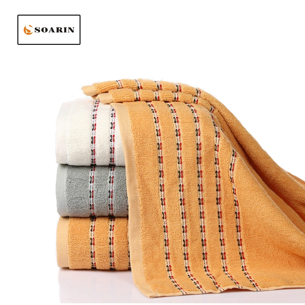 

SOARIN Bath Towels For Adults 100% Cotton Toalha De Banho Toallas De Playa Para Adultos Stripe Jacquard 70x140cm Dusch Handtuch