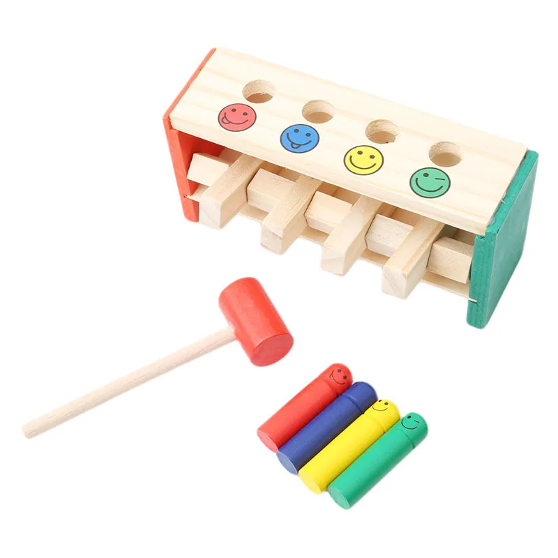 Wooden Early Education Enlightenment Strike Trapeze Game Funny Pile Driver Exercise Hand-Eye Coordination Educational Toys