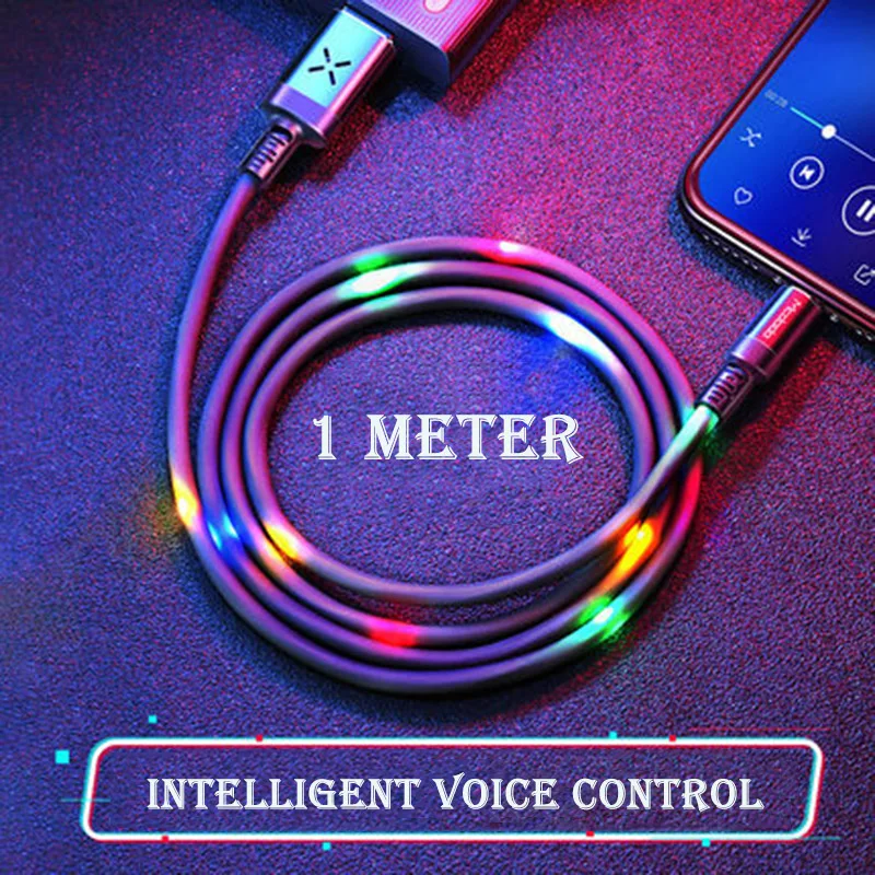 

Visible Glowing music voice-activated data line USB/Type-C Smart Charging Data Lighting Cable For iPhone&Android Xiaomi