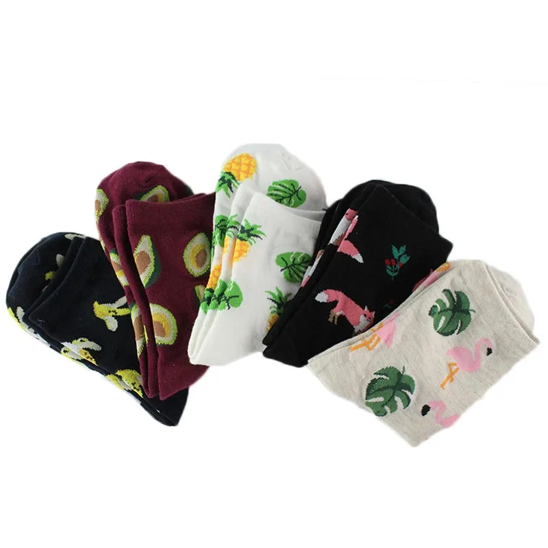 Harajuku-Cute-Flamingos-Avocado-Pineapple-Novelty-Socks-Women-Kawaii-Animal-Fruit-Socks-Plant-Funny-Calcetines-Mujer(5)